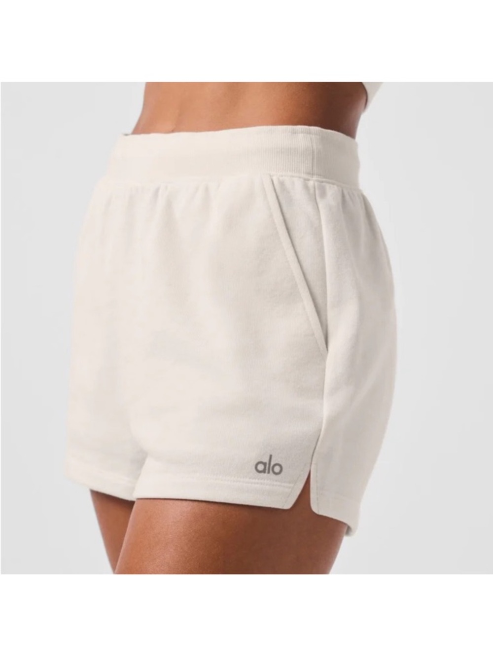 ALO Yoga Cream Terry Athletic Lounge Shorts